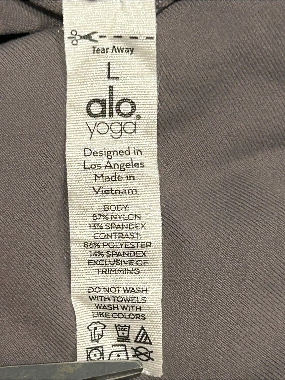 ALO Yoga Moto Leggings Grey Ribbed High Waisted Stretch Athleisure Gym Large